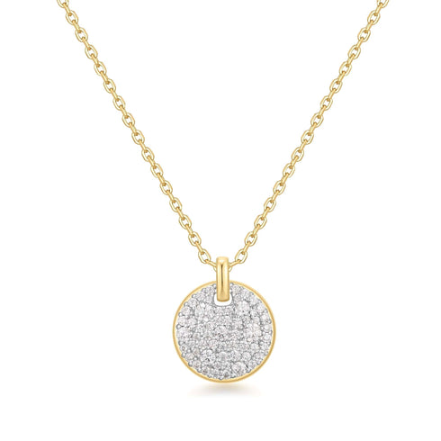Two-Tone Large Pave Disc Necklace